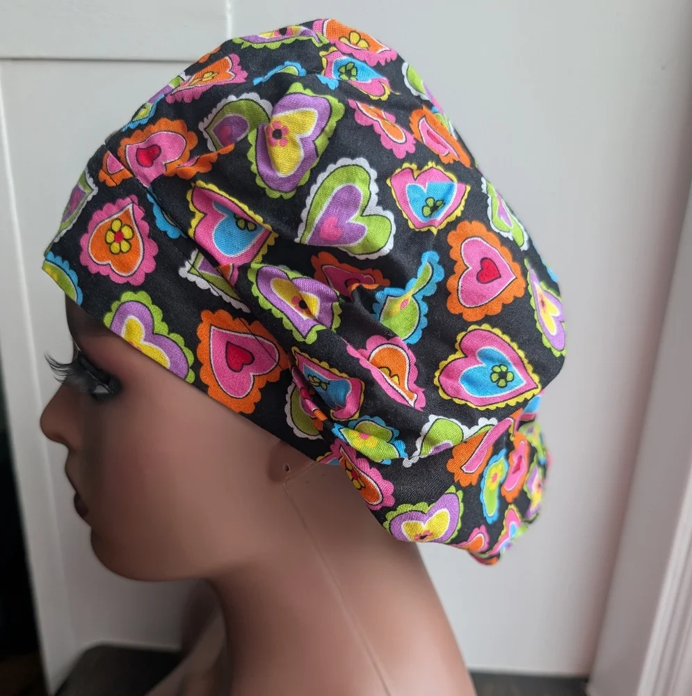Colorful Heart Patterned Scrub Cap - Picture 3 of 4